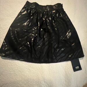 Cavalli Class Glossy Black Circle Skirt